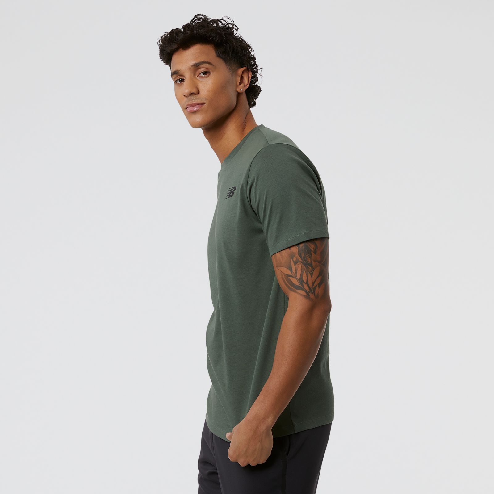 New Balance MT11070DO1 Heathertech Tee, Military green, large
