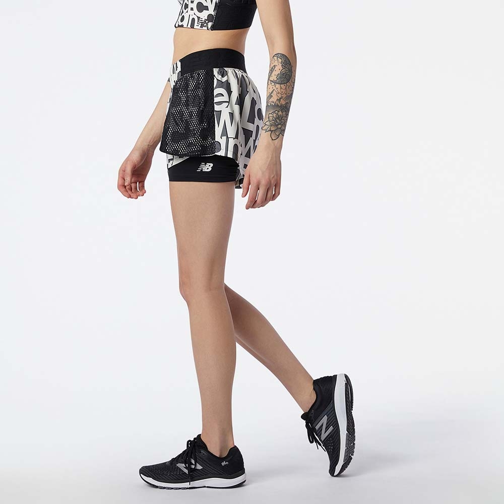 New Balance Short Relentless 2 In 1 WS13170, White/Black, large