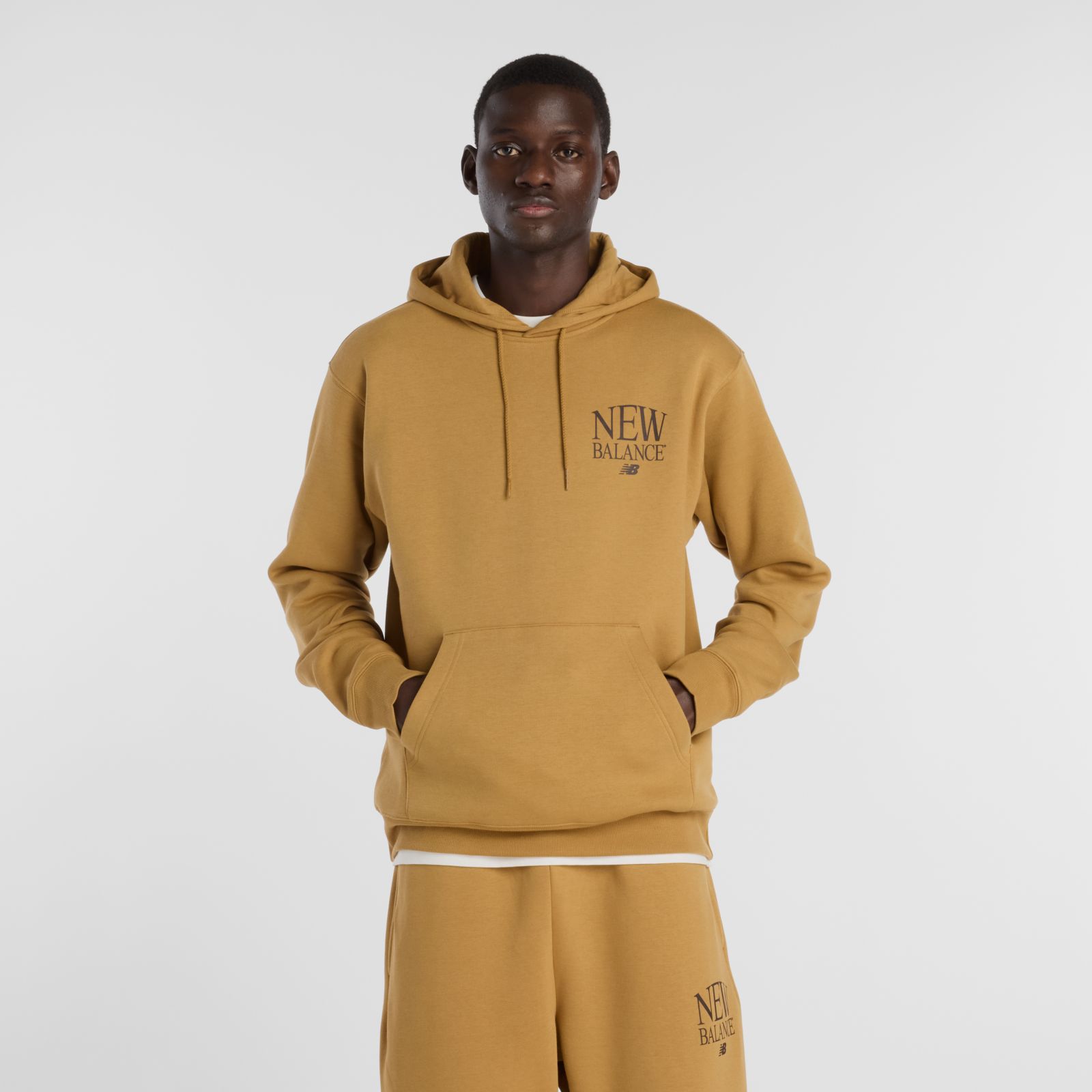 New Balance Buzo Reimagined Fleece Hoodie MTA61L713, Stucco, swatch