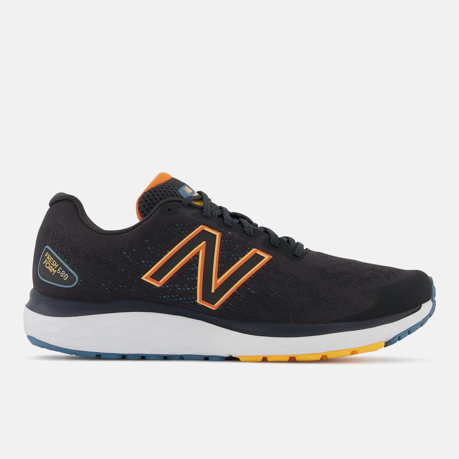 New Balance Fresh Foam 680 v7, Black/Orange, swatch