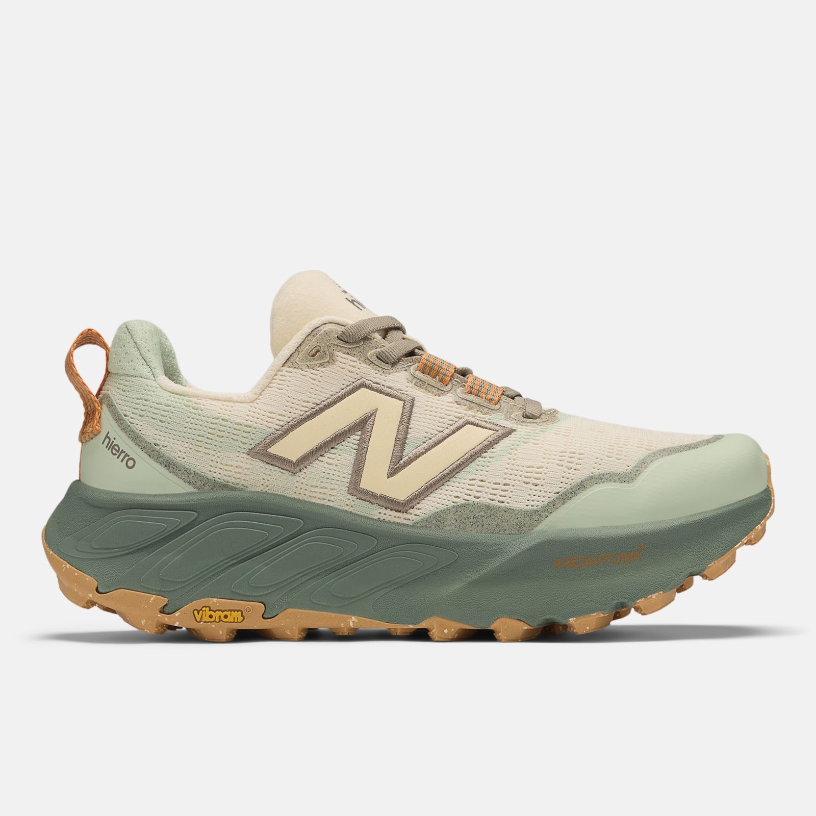 New Balance Fresh Foam X Hierro v9, Calcium/Dark Juniper, swatch