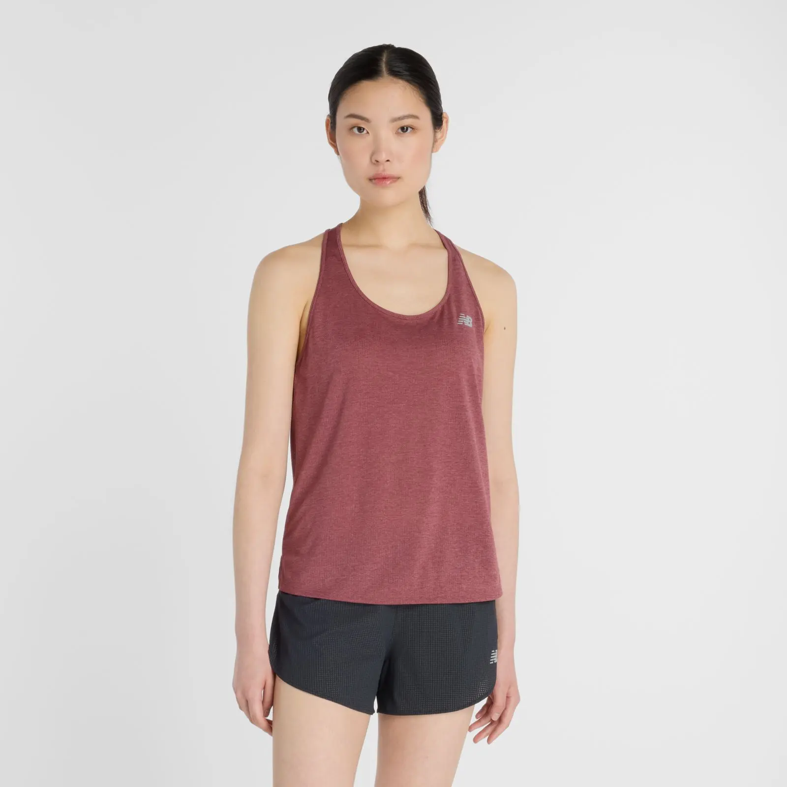 New Balance Remera Athletics Tank WT41250, Washed burgundy heather, swatch