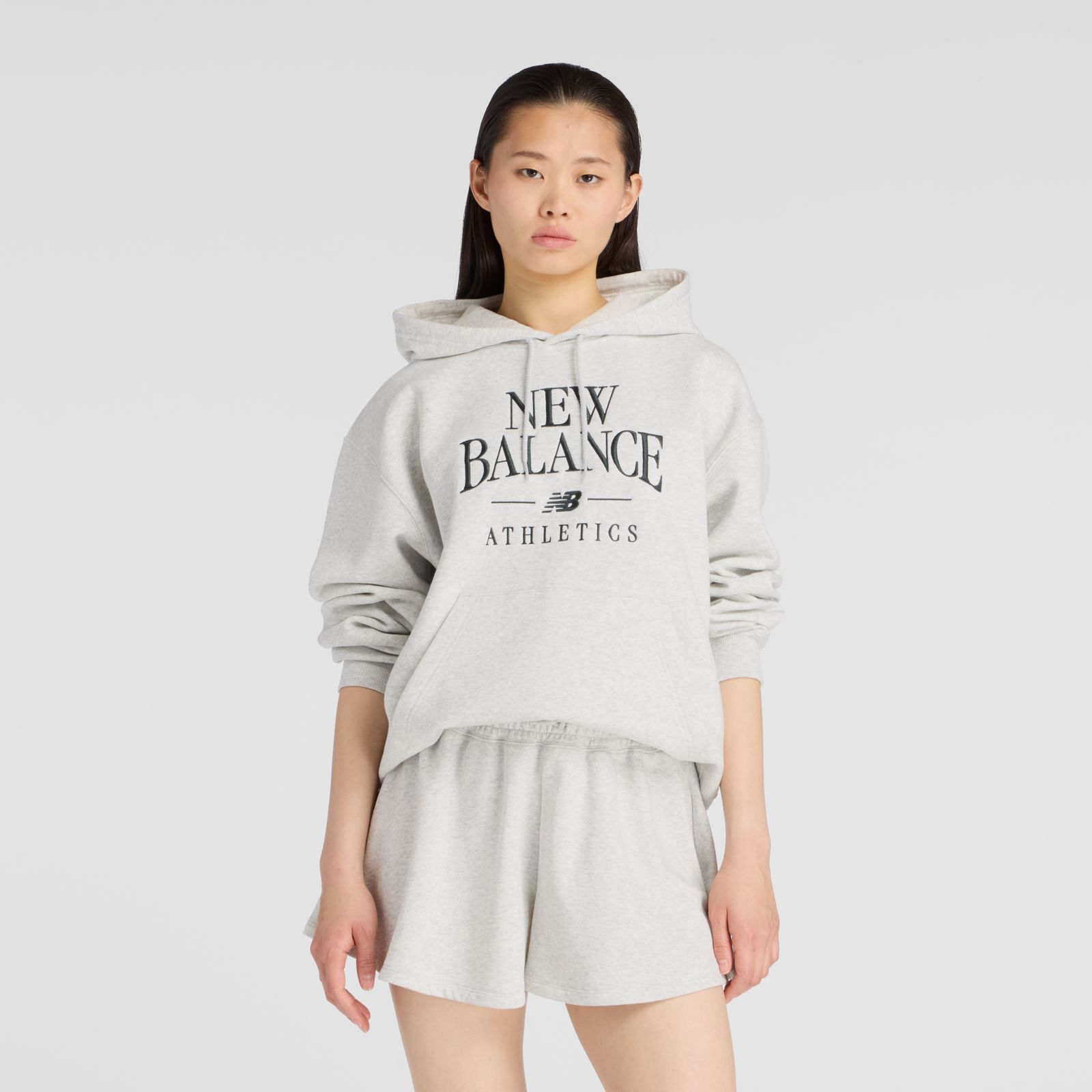 New Balance Buzo Trackside Fleece Hoodie WT61U6QS, ash/heather, swatch