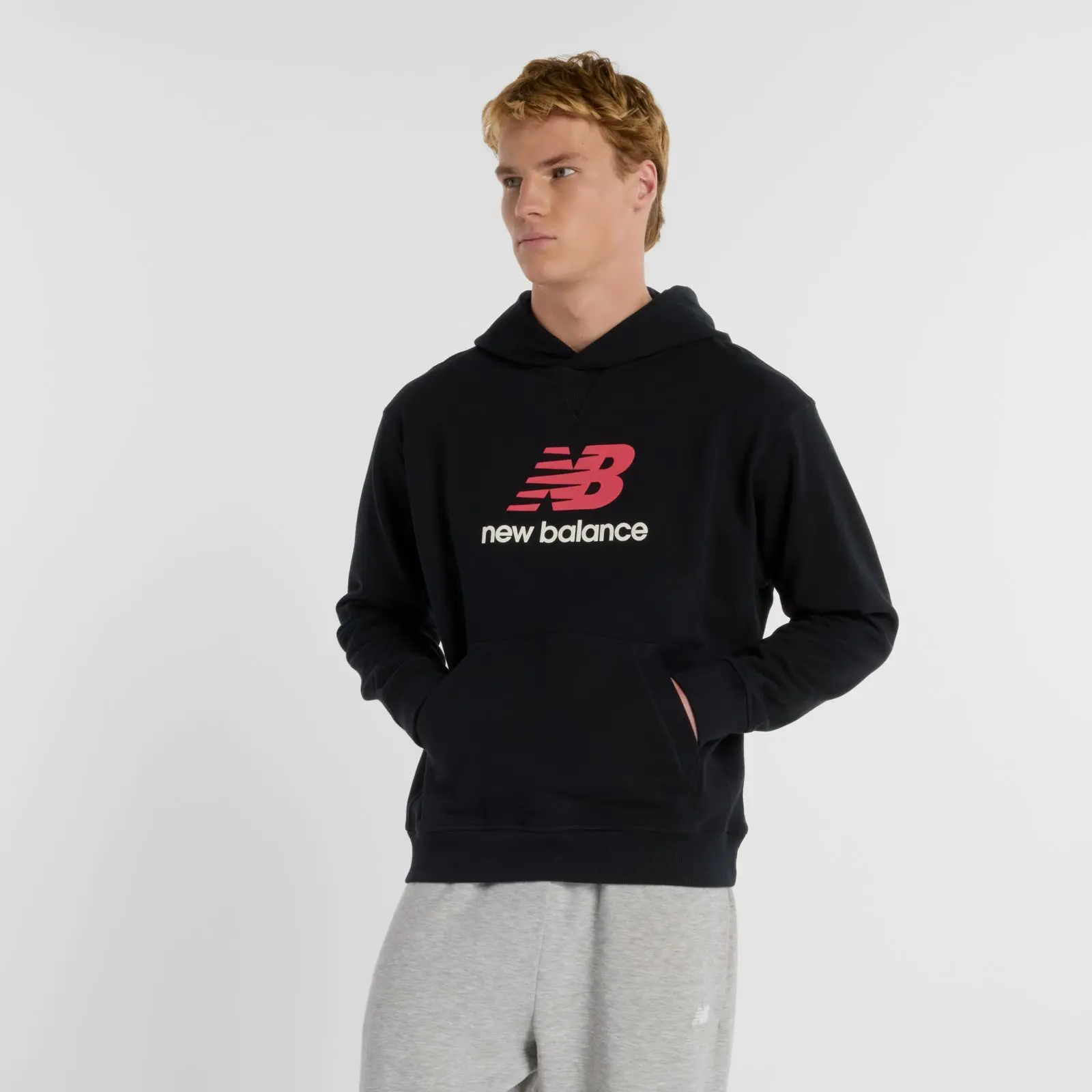 New Balance Buzo Athletics French Terry Logo Hoodie MT51512, Black, swatch