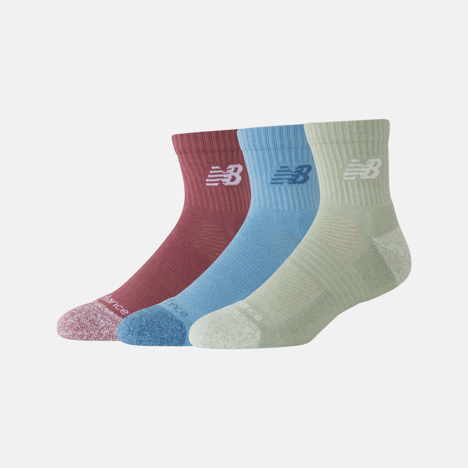 New Balance Medias Active QTR Socks Pack x3 LAS35204, Red/Blue/Green, swatch