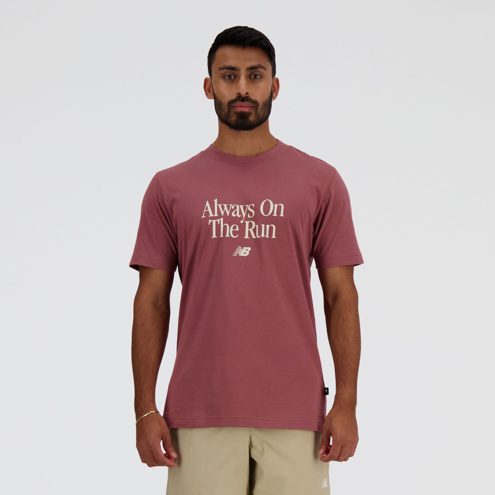 New Balance Remera Relaxed Run Slogan MTA41587, Washed/Burgundy, swatch