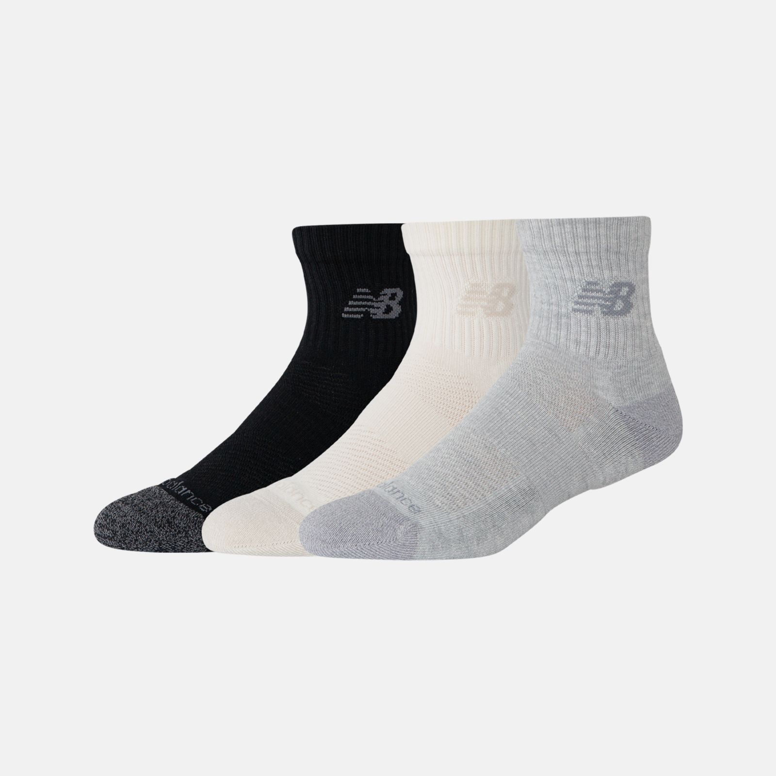 New Balance Medias Active QTR Socks Pack x3 LAS35204, Black/Sea Salt/Grey, swatch