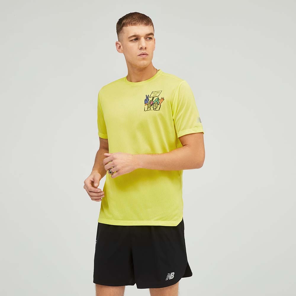 New Balance Remera Graphic Impact Run MT21277, Yellow, swatch