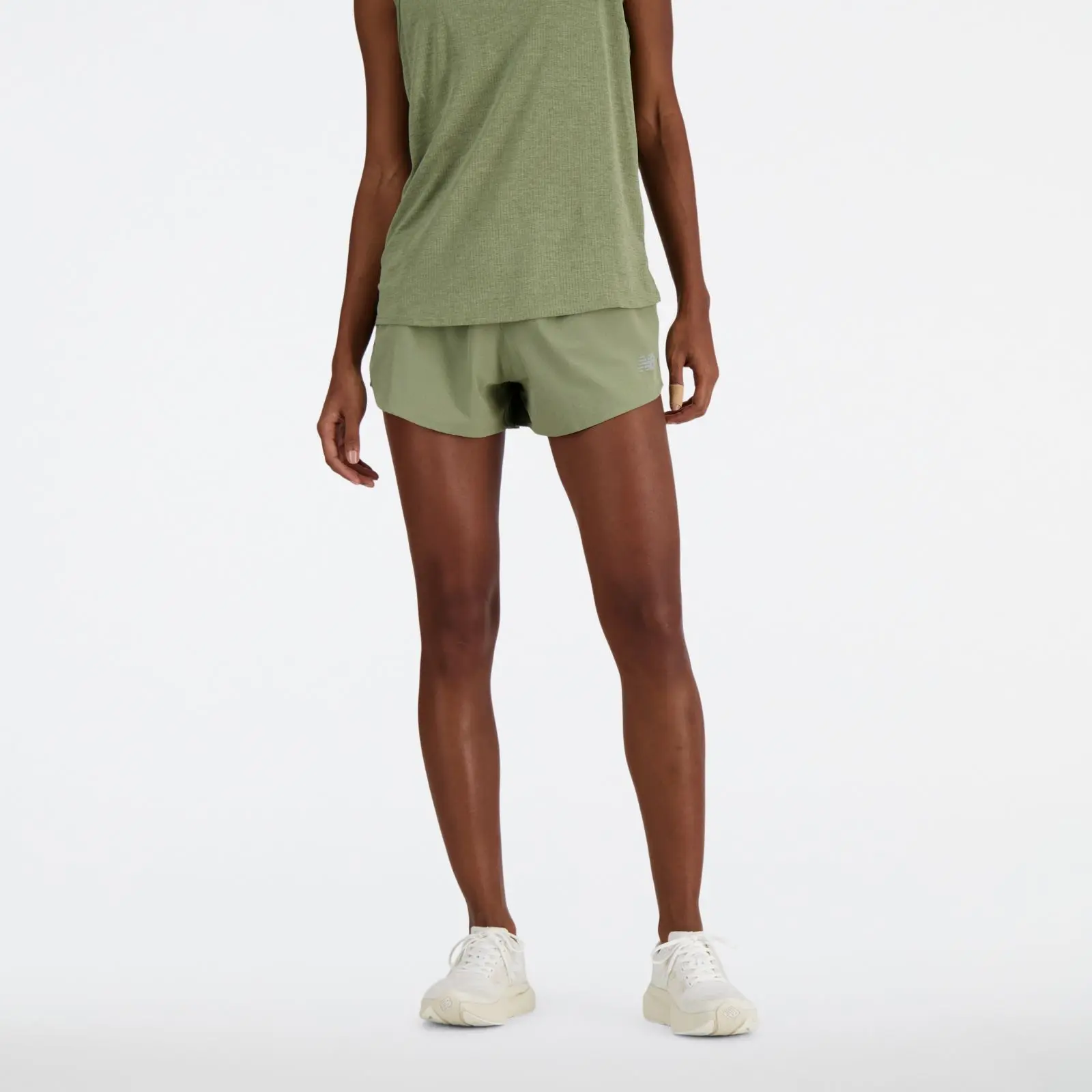 New Balance RC Short 3" WS41286, Dark/Olivine, swatch