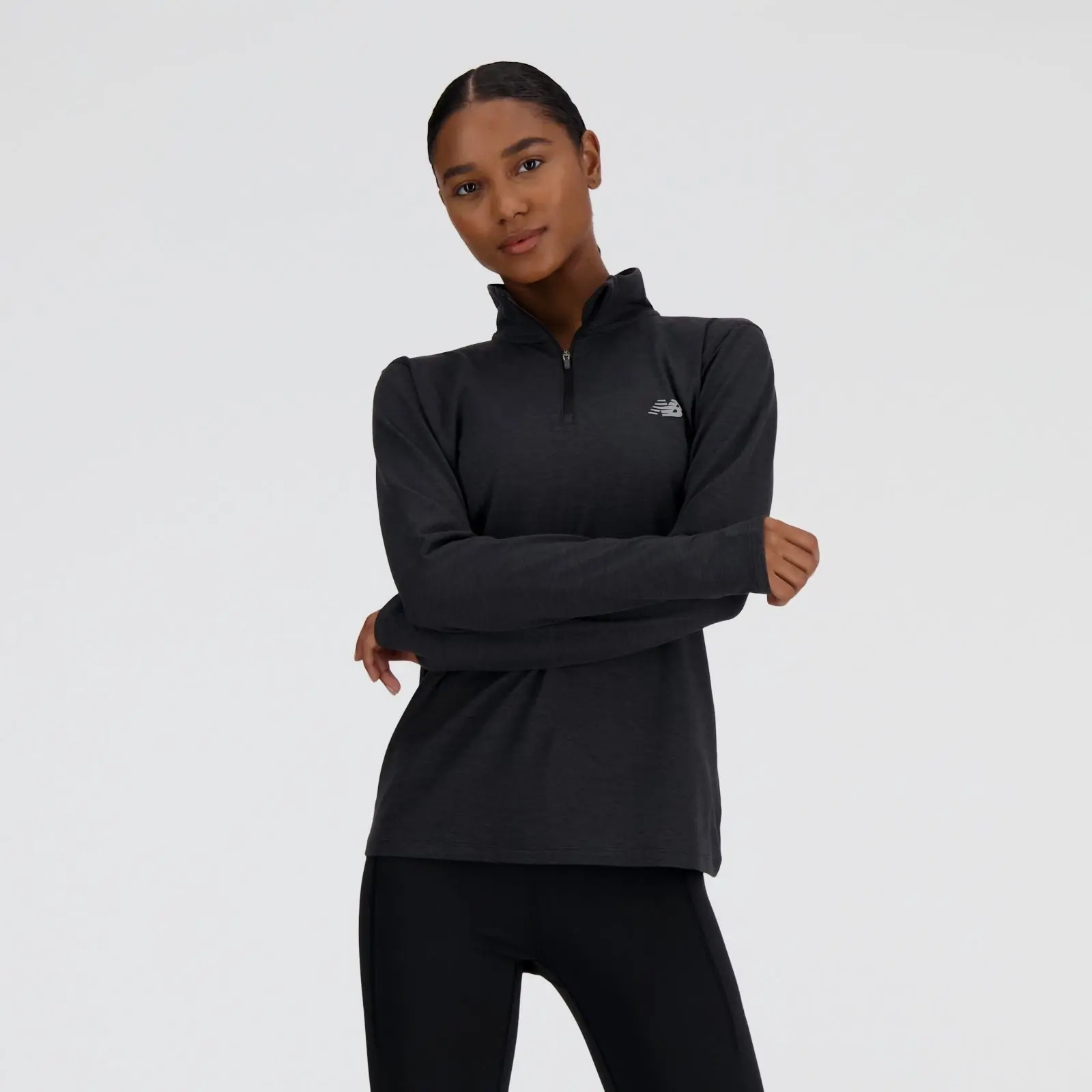 New Balance Buzo Sport Essentials Space Dye Quarter Zip WT41150, NGME, swatch