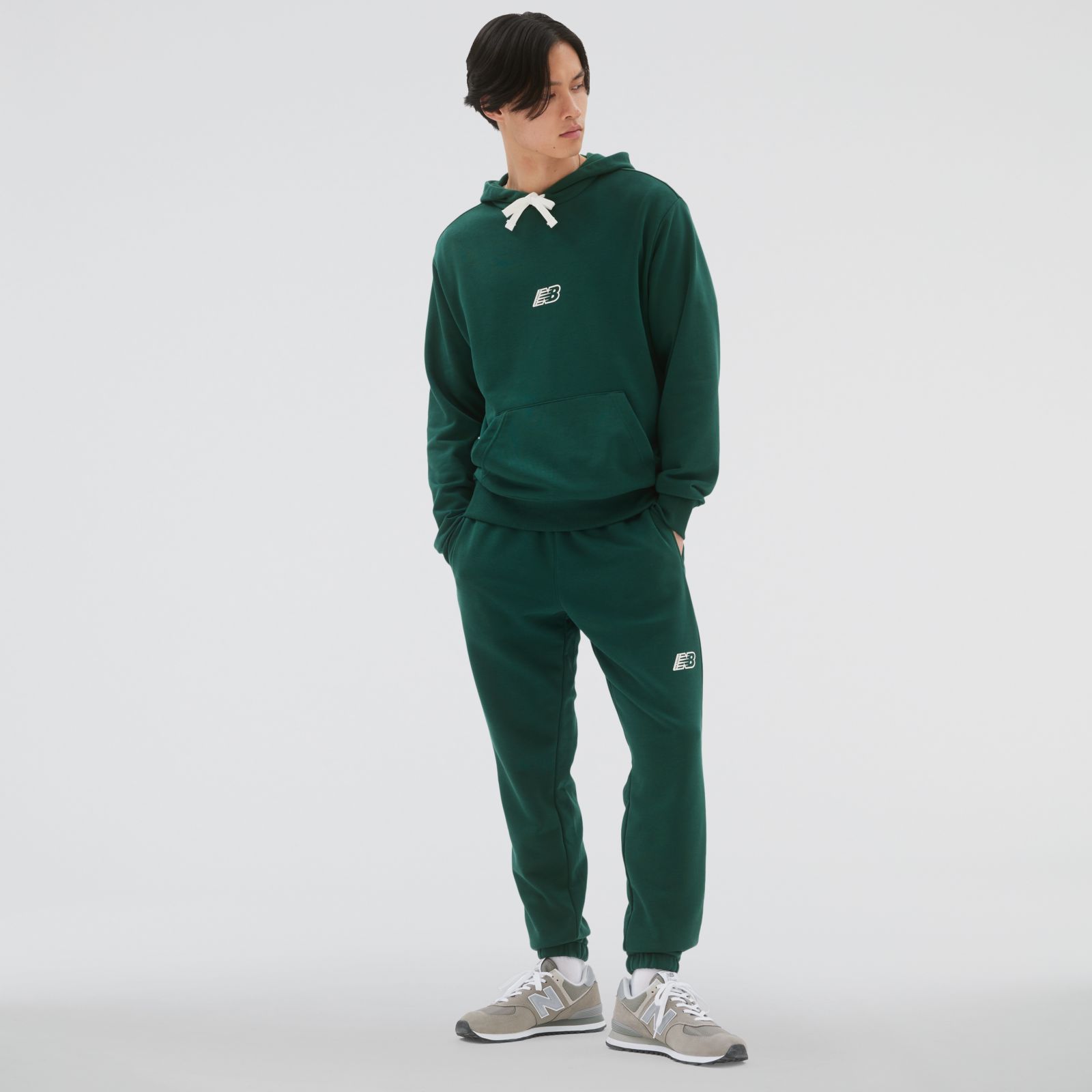New Balance MT23511NWG  NB Ess Fleece Hood, Green, large