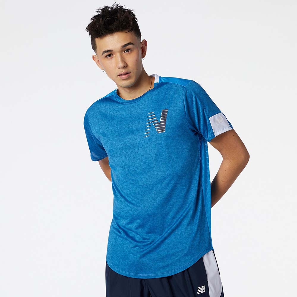 New Balance Remera Printed Fast Flight MT11241, Royal, large