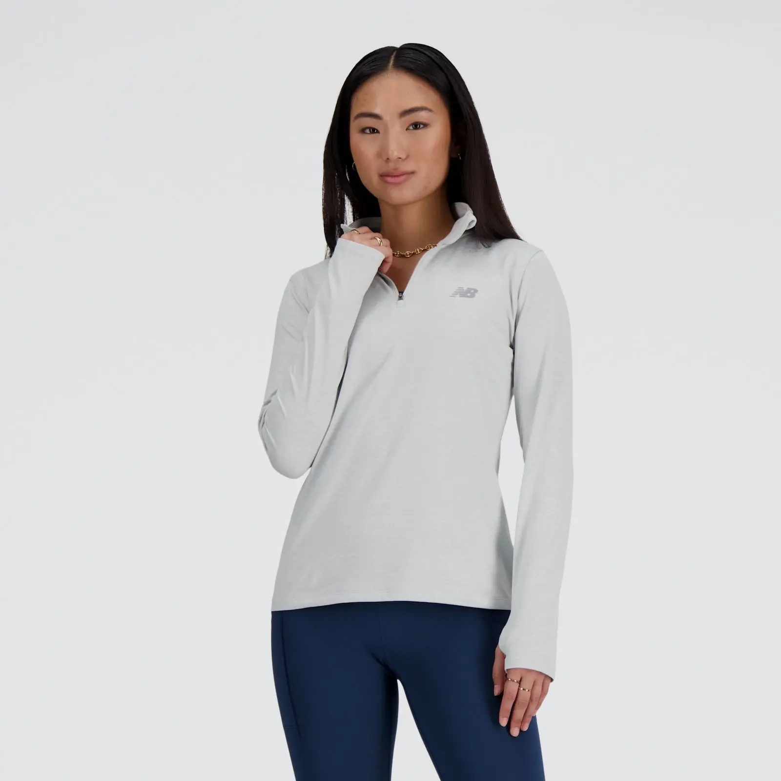 New Balance Buzo Sport Essentials Space Dye Quarter Zip WT41150, CAME, swatch