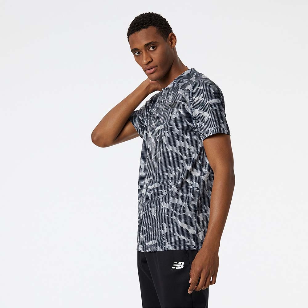 New Balance Remera Tenacity Printed Tee MT21097, Black, large