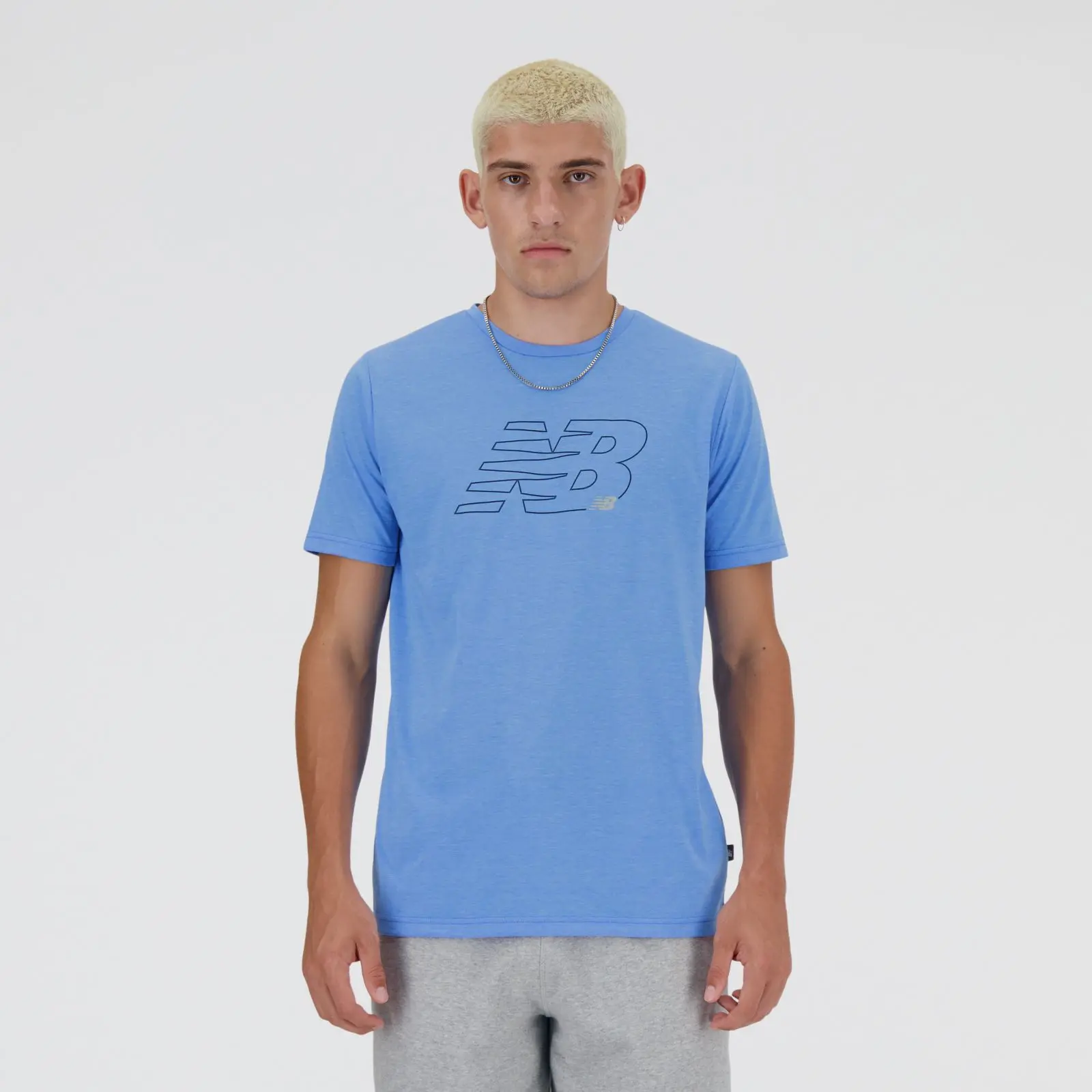 New Balance Remera Sport Essentials Heathertech Graphic MT41071, Blue, swatch