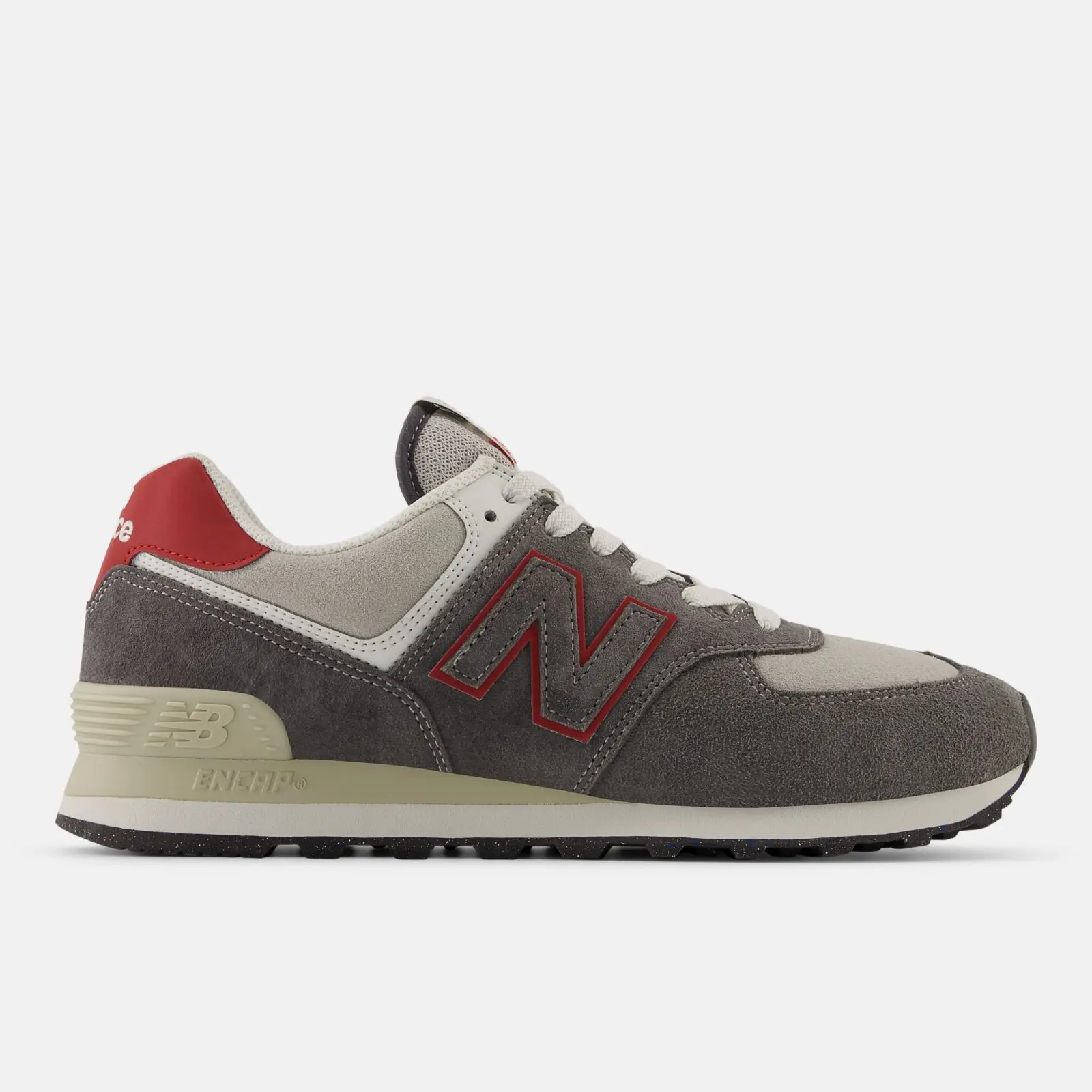 New Balance 574, Castlerock/Team red, swatch