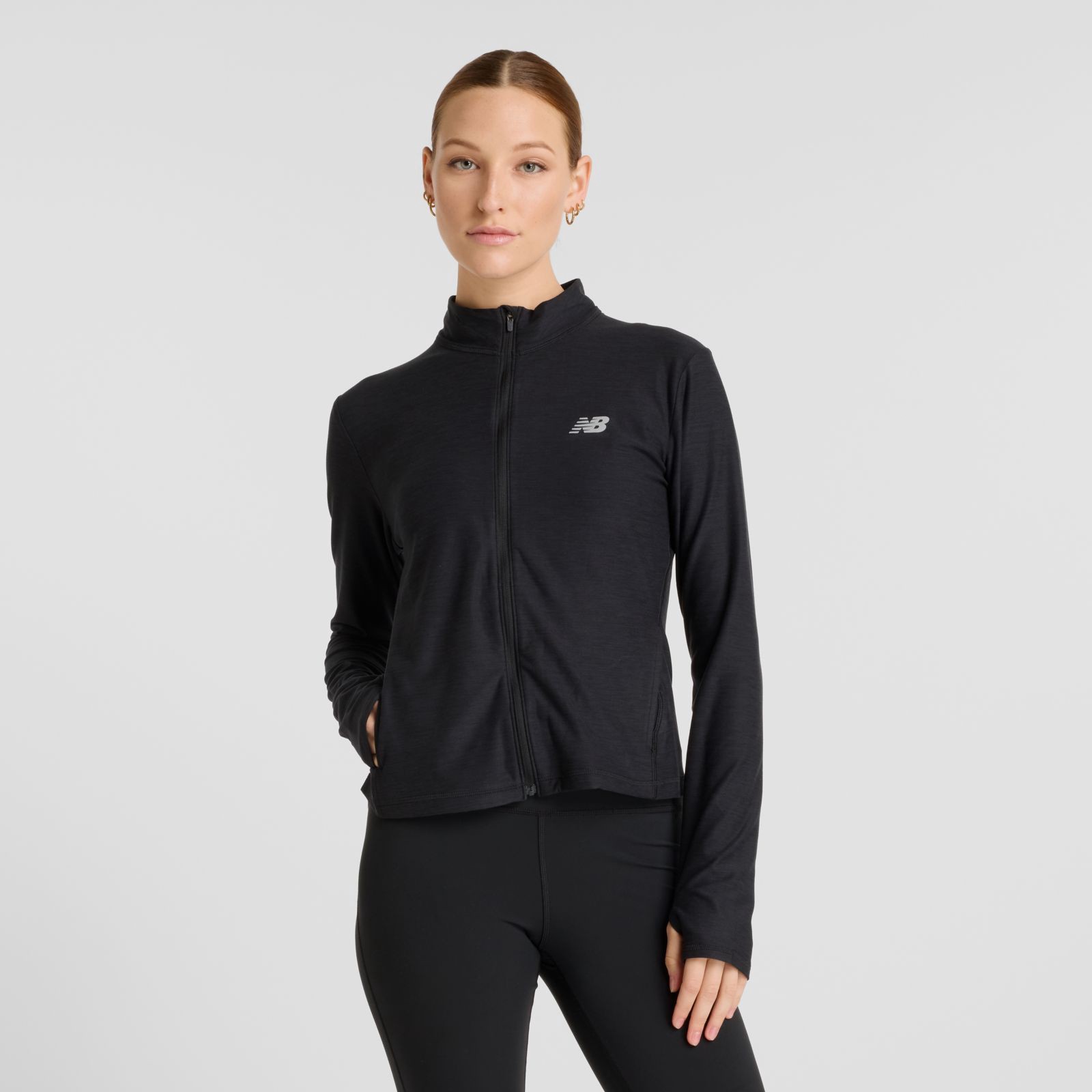 New Balance Campera Space Dye Full Zip WJ51100, black, swatch
