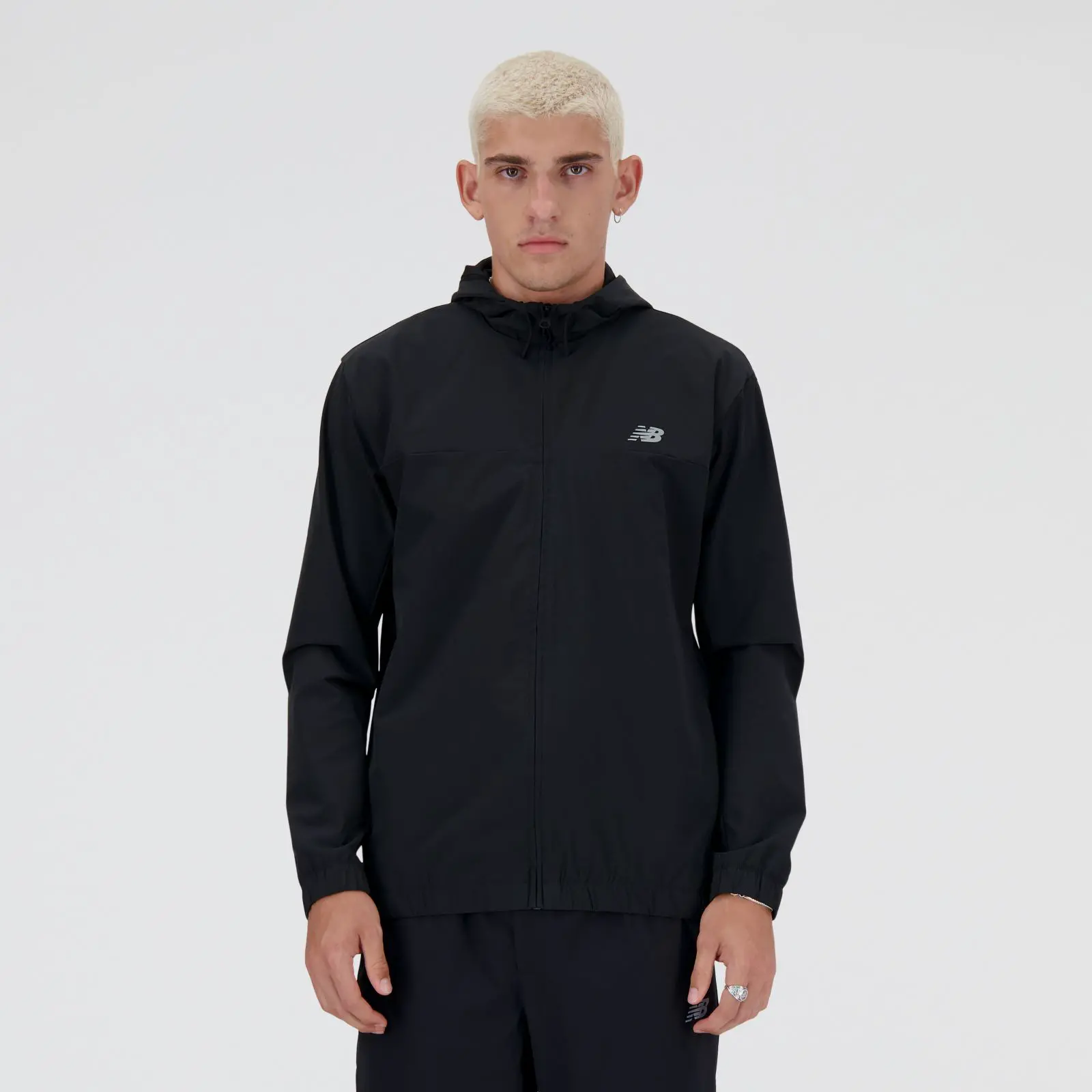 New Balance Campera Woven Full Zip Jacket MJ41018, Black, swatch