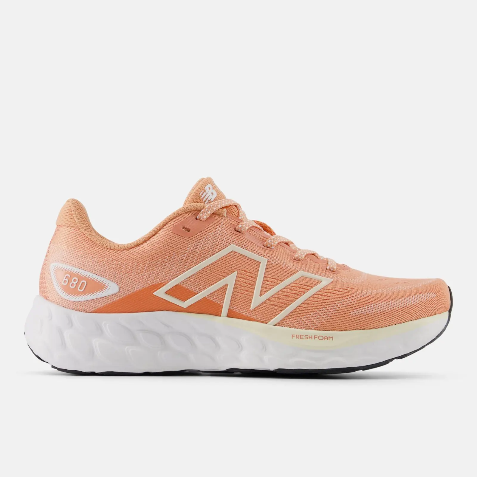 New Balance Fresh Foam 680 v8, Peach Nectar/White/Permafrost, swatch