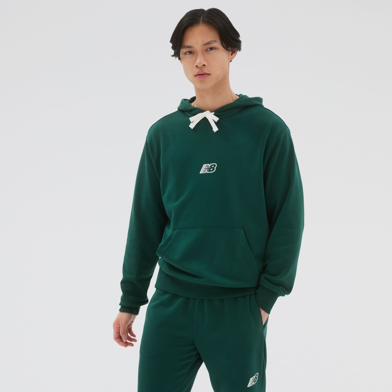 New Balance MT23511NWG  NB Ess Fleece Hood, Green, large