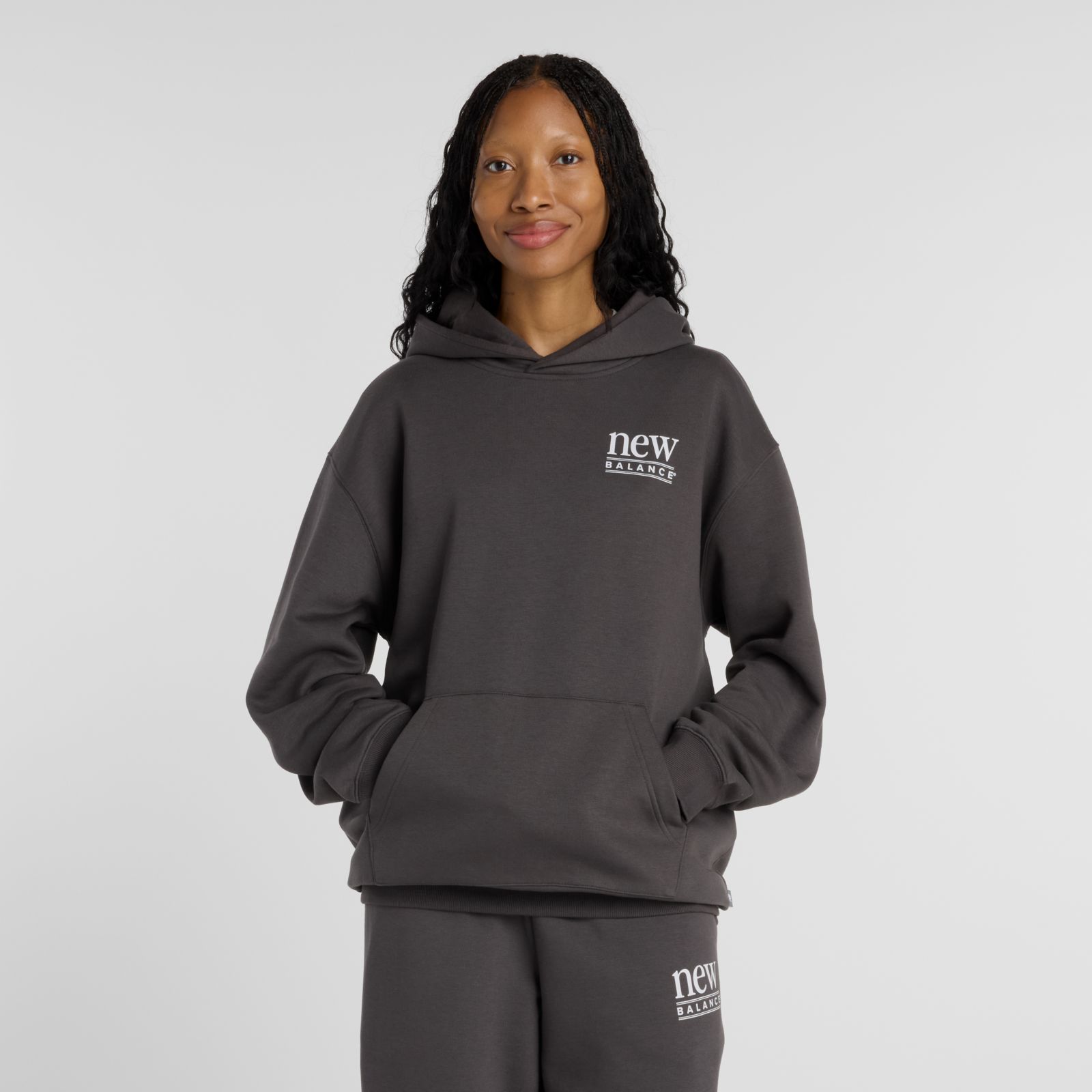 New Balance Buzo Reimagined Fleece Long Length Hoodie WTA61X61O, Athletic Grey/Gray Heather, swatch