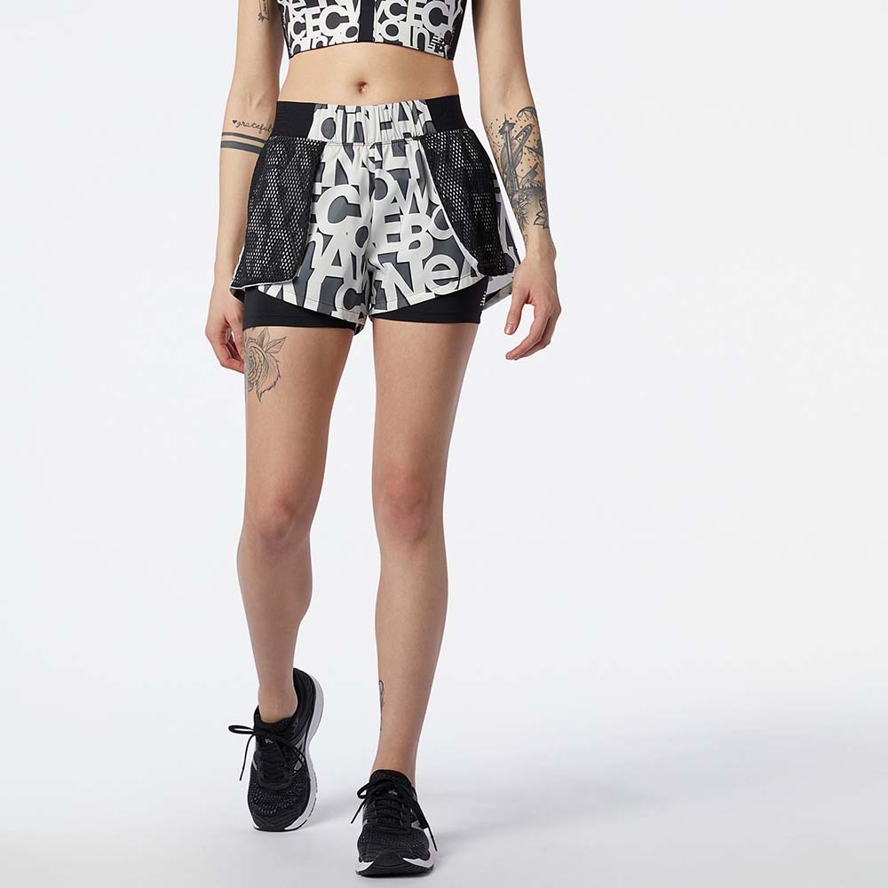 New Balance Short Relentless 2 In 1 WS13170, White/Black, large