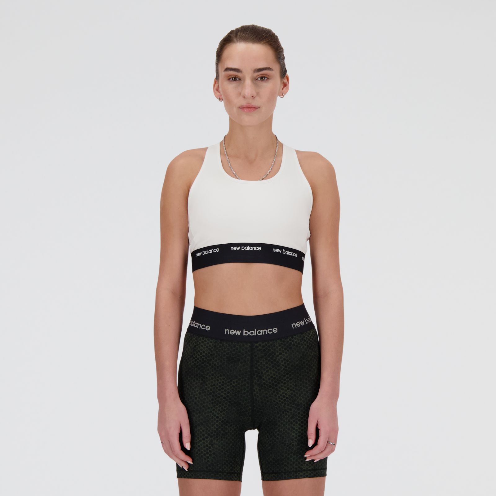 New Balance Crop top NB Sleek Medium Support Sports Bra WB41048, White, swatch