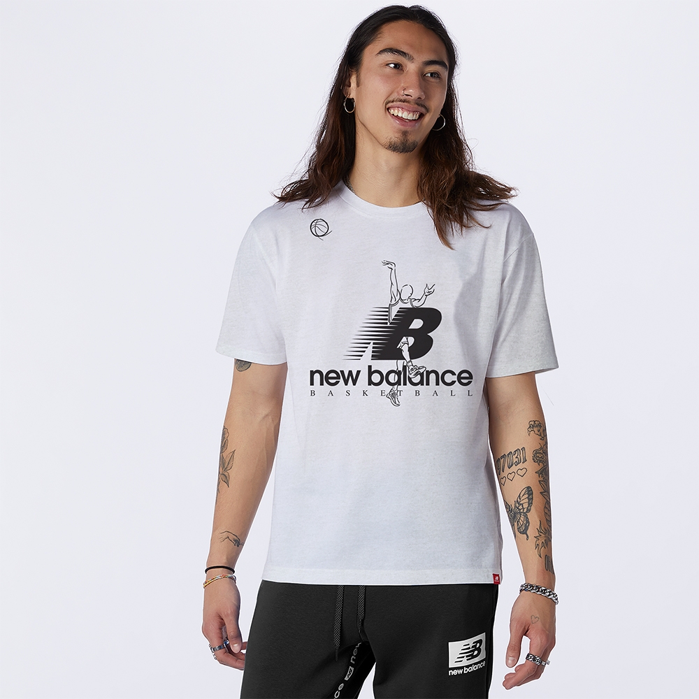 New Balance Remera Hoops Tee MTA0101, Crudo, large