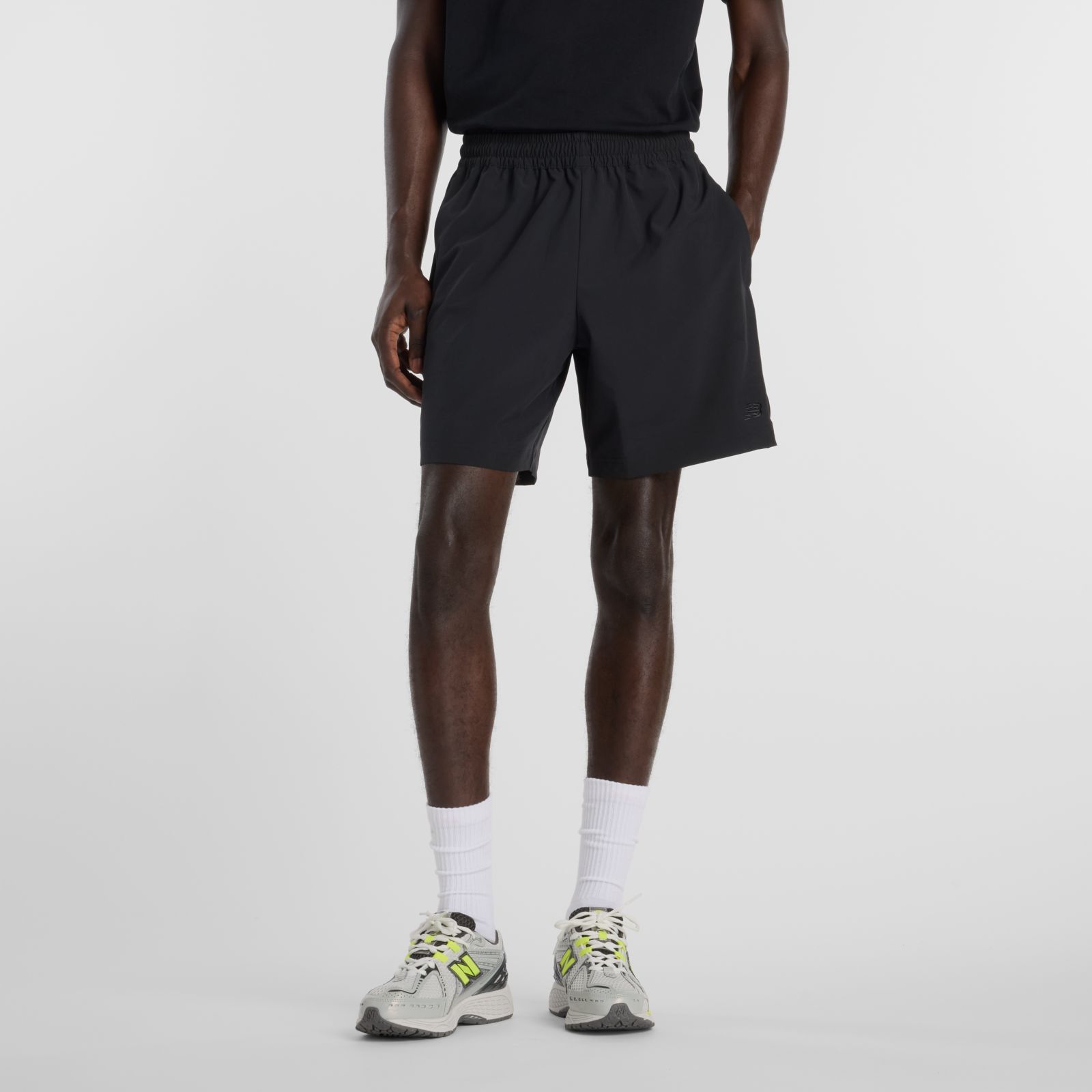 New Balance Short Athletics Stretch Woven 7" MB6174CD, black, swatch