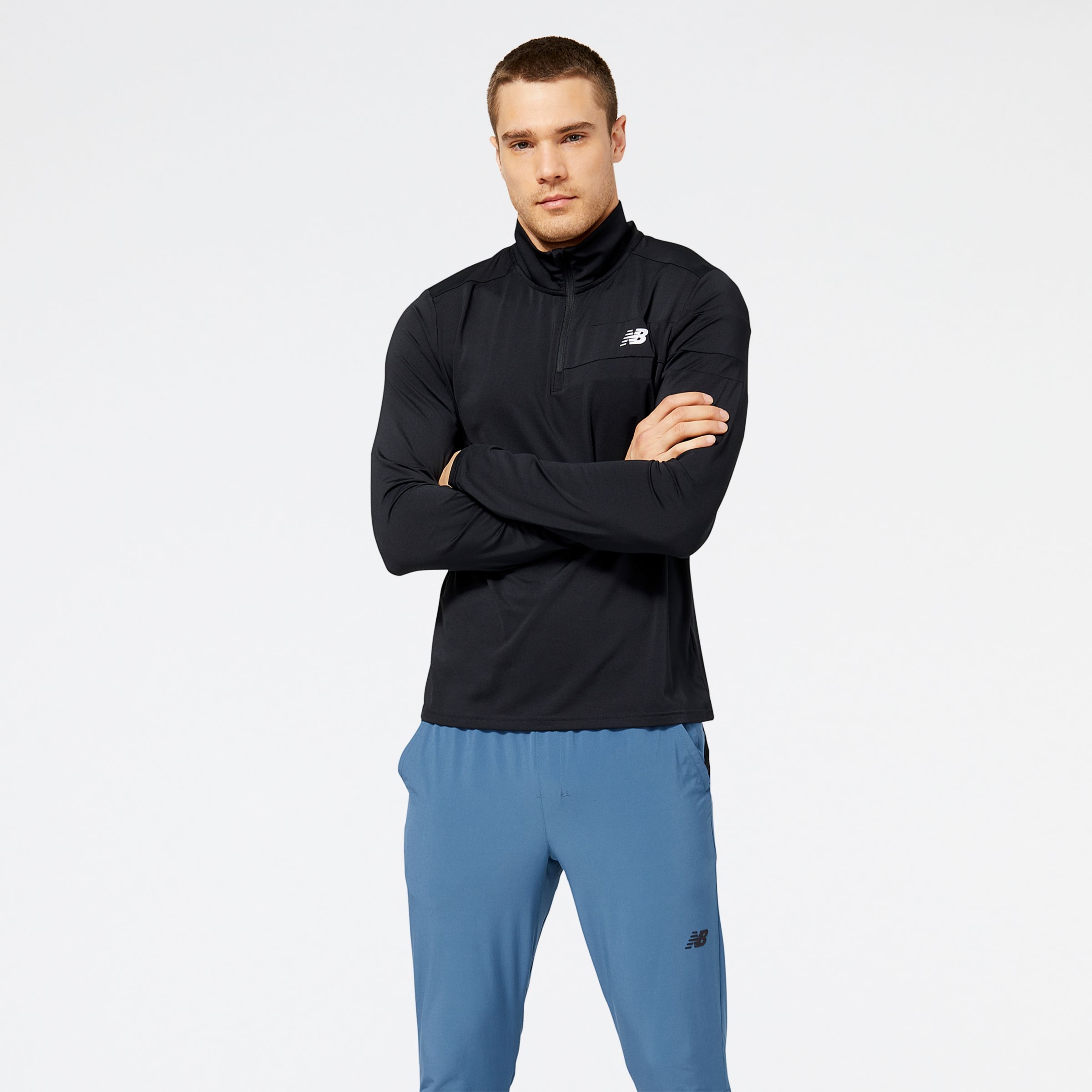 New Balance Buzo Accelerate Half Zip MT23227, Black, swatch